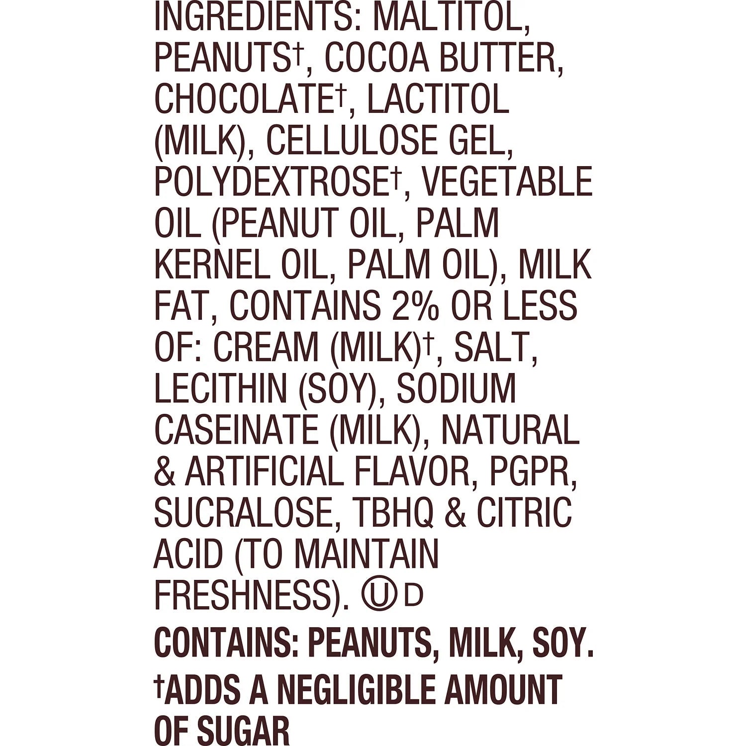 Zero Sugar Peanut Butter Cups Candy, Bag 5.1 oz F306936