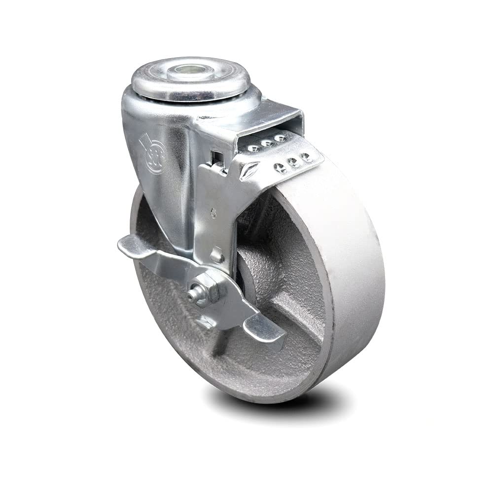 Semi Steel Swivel Caster with Total Locking Brake, 300 lbs Capacity, Pack of 2 K845