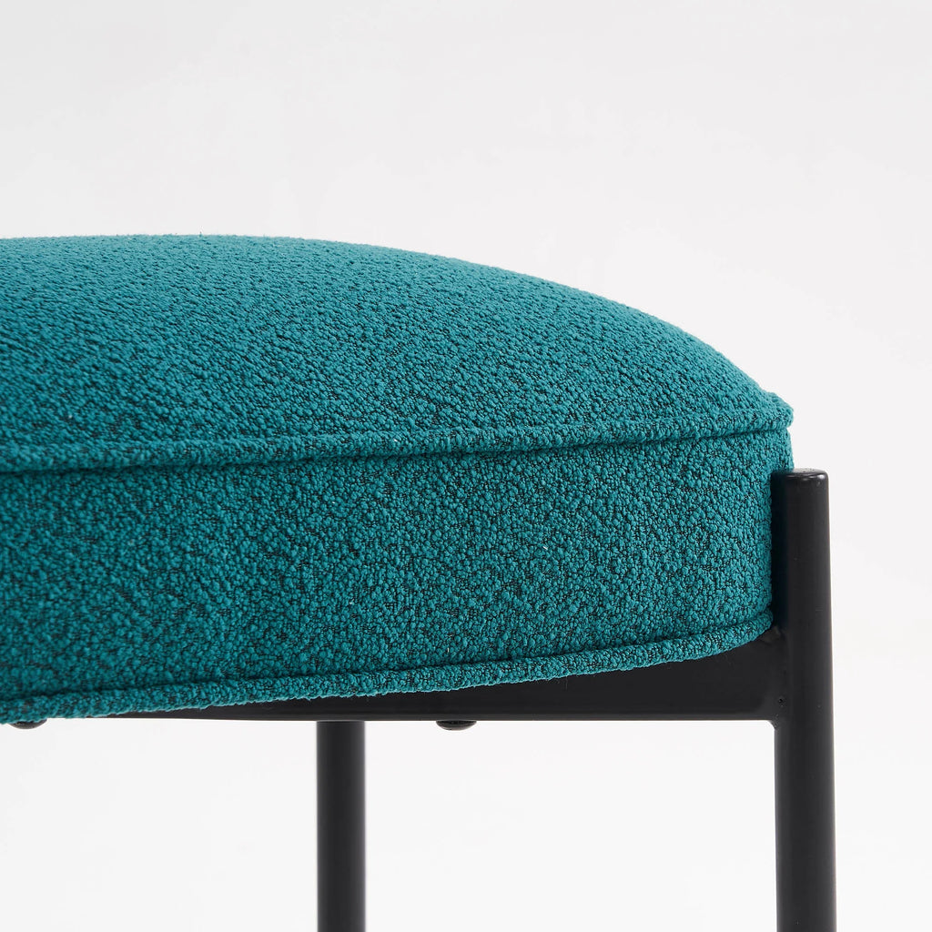 Pine Green Boucle Vanity Stool Ottoman W48103