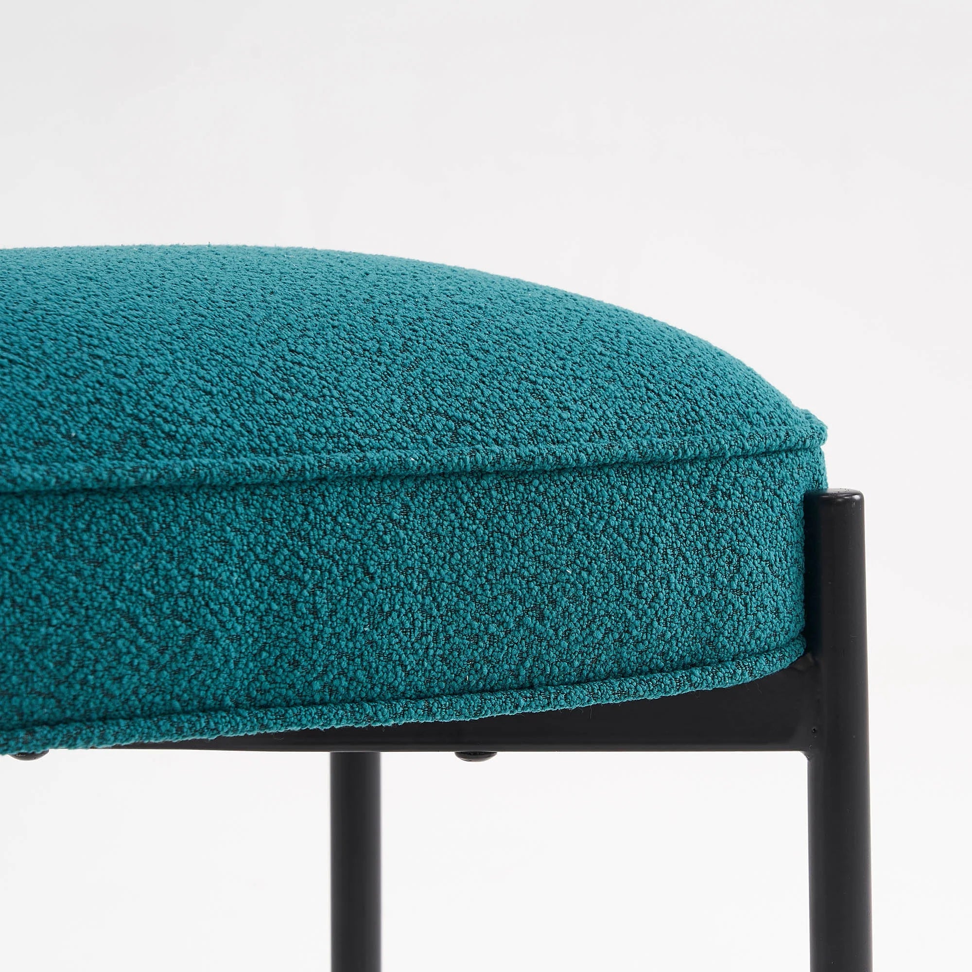 Pine Green Boucle Vanity Stool Ottoman W48103