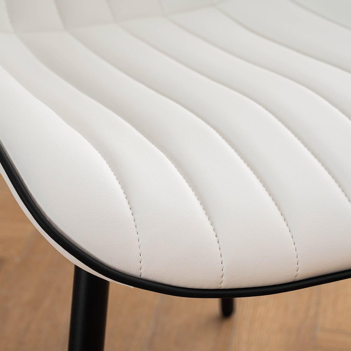 Black Faux Leather Dining Chair with Metal Legs, Set of 2 I2723