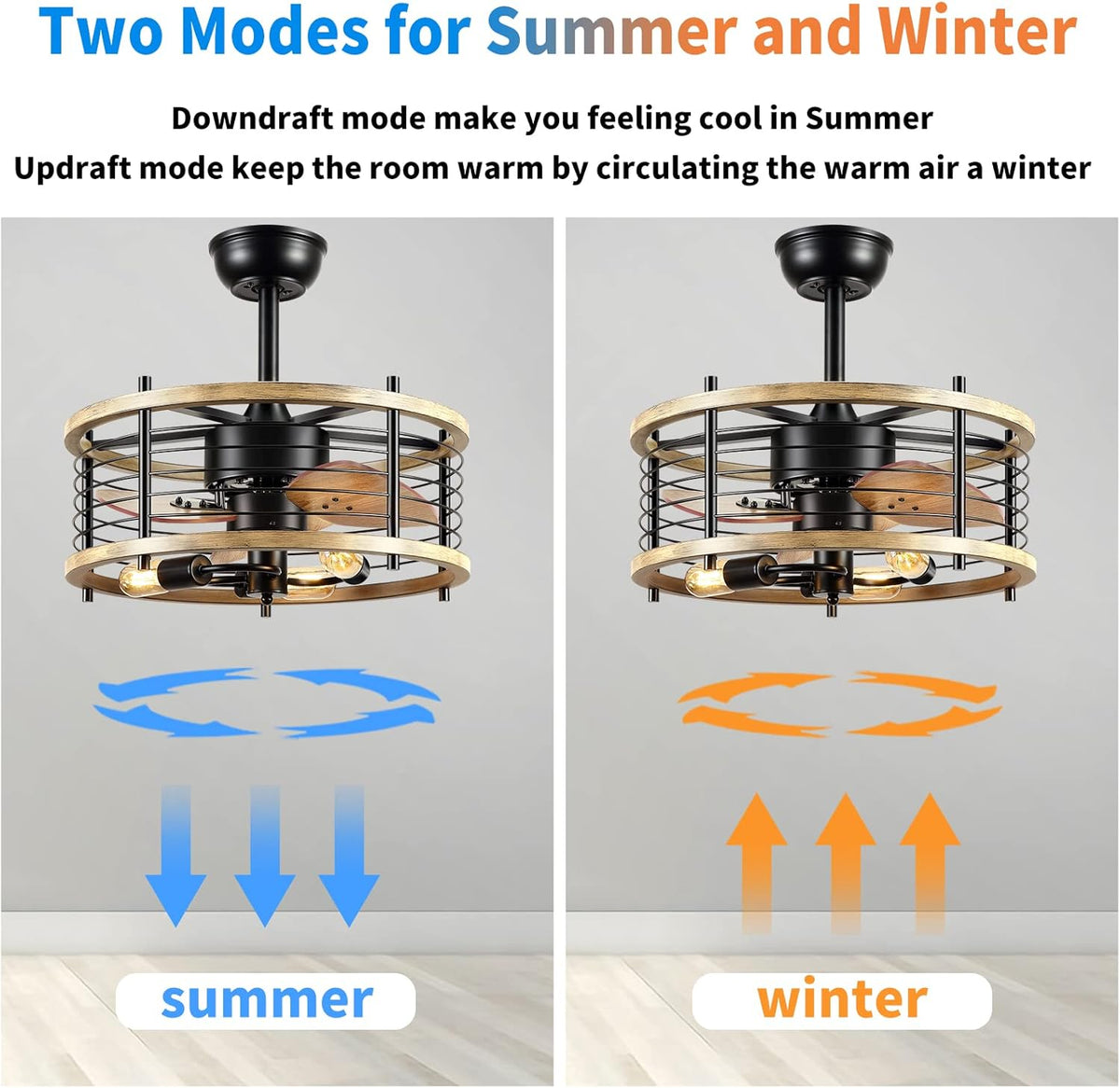 20'' Bladeless Ceiling Fan with Lights Remote Control X413745