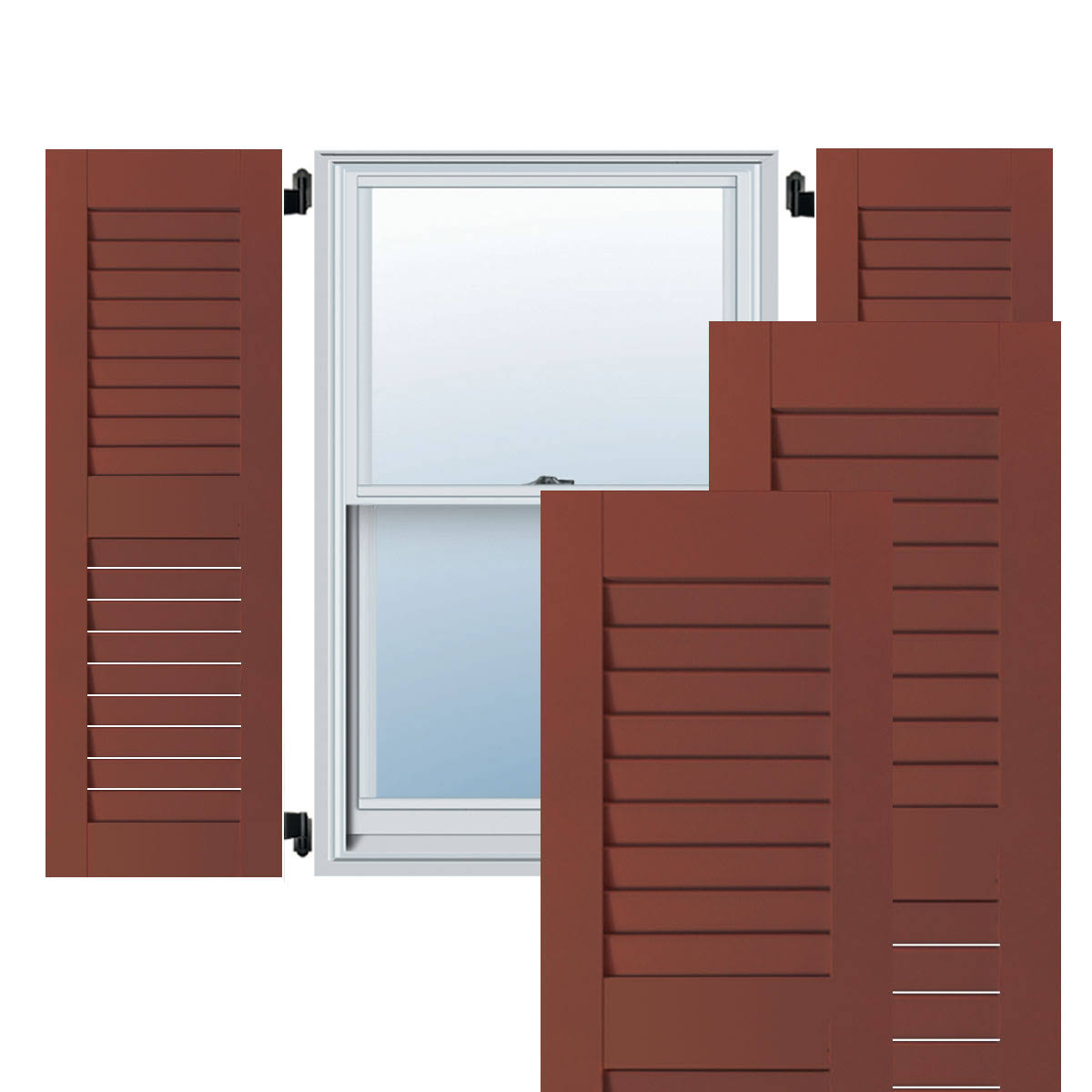 18 in. x 25 in. Real Wood Western Red Cedar Louvered Shutters Pair I162