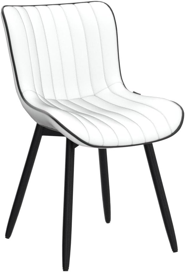 Black Faux Leather Dining Chair with Metal Legs, Set of 2 I2723