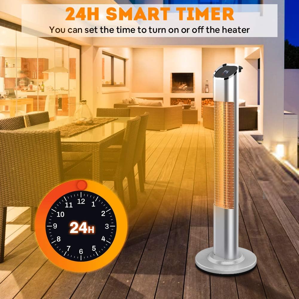 Electric Infrared Standing Patio Heater with Remote Control C265495
