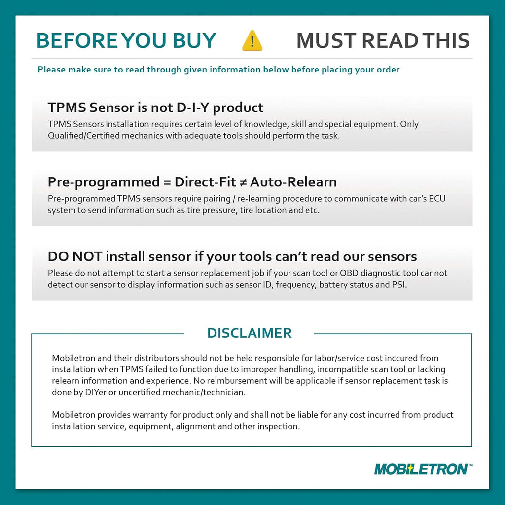 315MHz TPMS Tire Pressure Sensor 4-Pack P77529