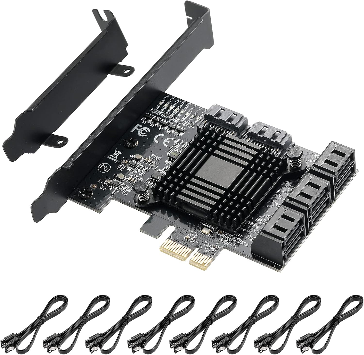 4X PCIE 8 SATA Card with 8 SATA Cables, PCIE to SATA 3.0 6 Gbps Controller, Pack of 2 I41294