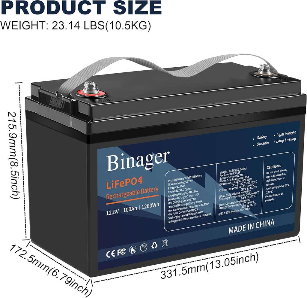 12V 100Ah Lithium Iron Phosphate Battery D94045