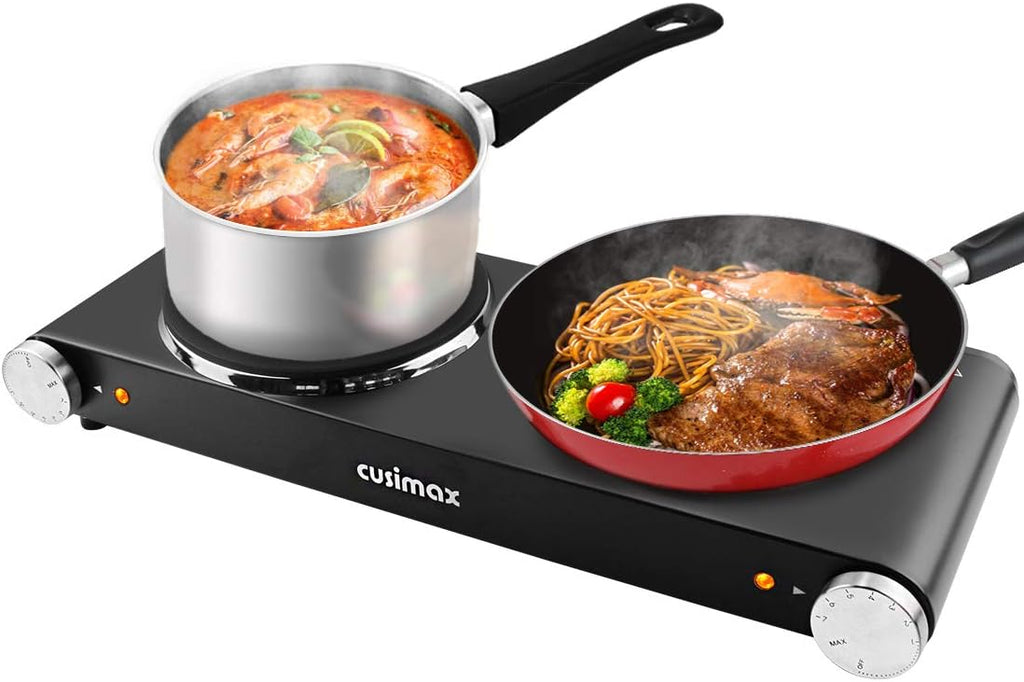 Double Burner Electric Cooktop, 1800W Stainless Steel Cast Iron N47717