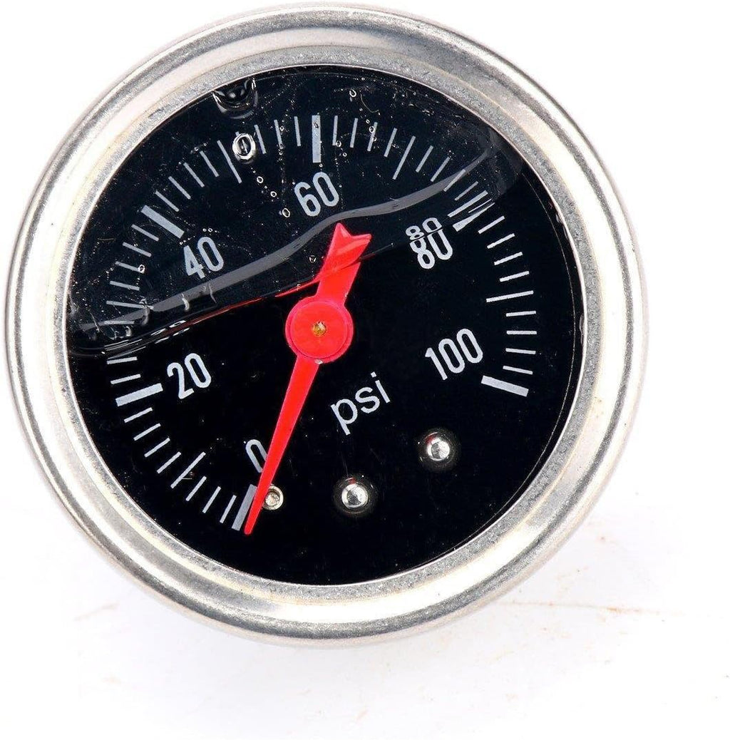 Universal Adjustable Fuel Pressure Regulator Kit with AN6 Hose Fittings 100psi Gauge Black & Red Pack of 2 I13472