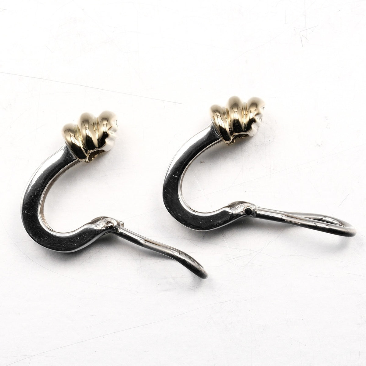Grooved Earrings Silver 925 Yellow Gold F121