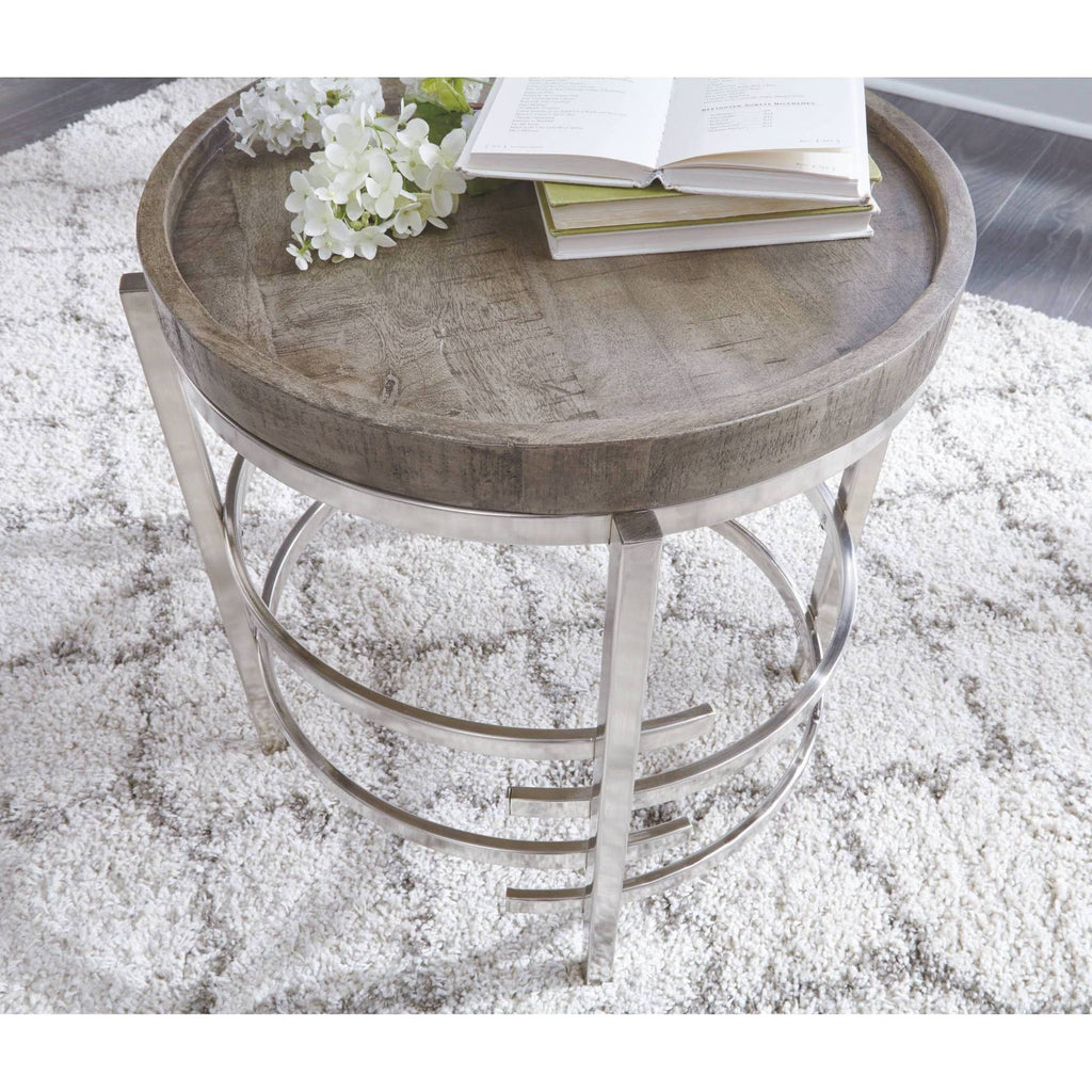 Gray Round End Table F6432
