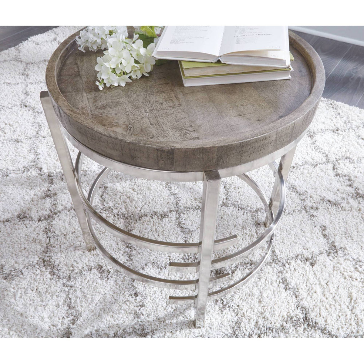 Gray Round End Table F6432
