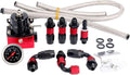 Universal Adjustable Fuel Pressure Regulator Kit with AN6 Hose Fittings 100psi Gauge Black & Red Pack of 2 I13472