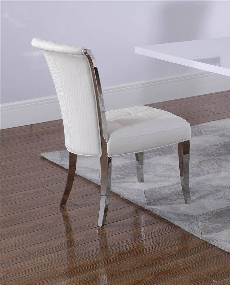 White Tufted Side Chair, Set of 2 E9803