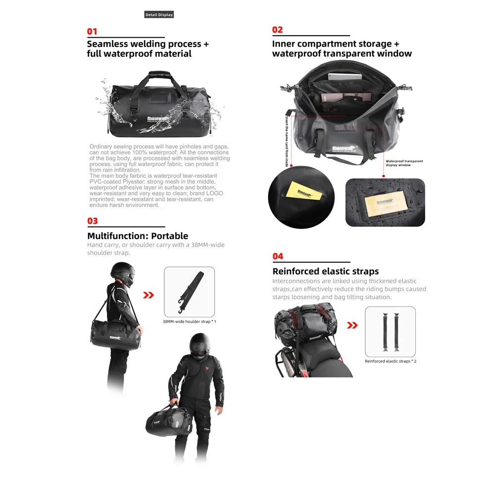 Motorcycle Rear Bag, Universal Large Capacity Bag N4248