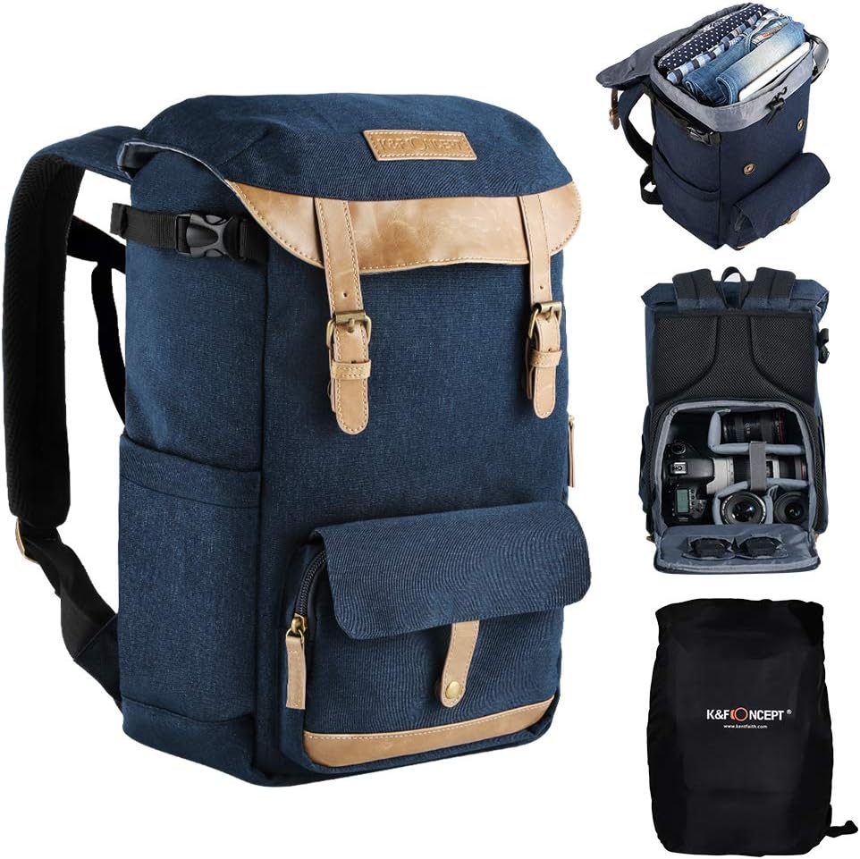 Waterproof Camera Backpack with 15.6 Laptop Compartment and Rain Cover S4705
