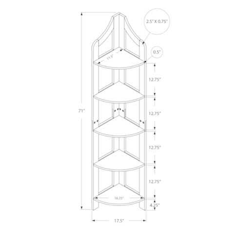 Corner Accent Shelf Bookcase V3745