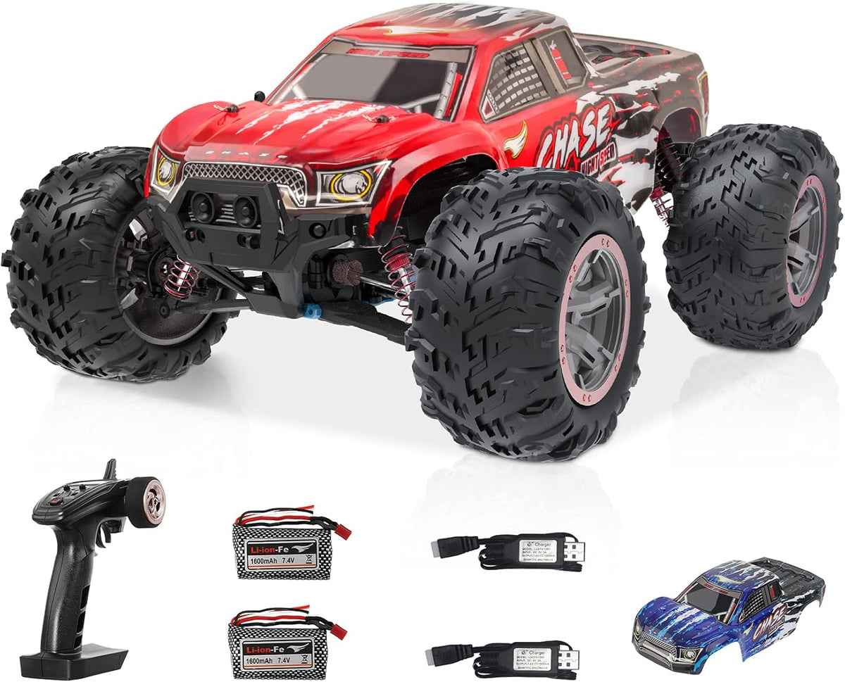 55+KM/H 1:16 4WD Remote Control Monster Truck with Extra Shell, 2 Battery F75888
