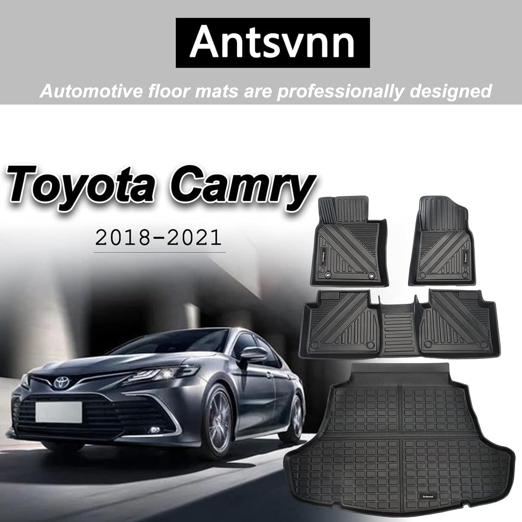 Black Rubber Floor Mats and Cargo Liner for Toyota Camry V494
