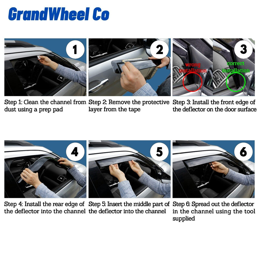 Smoke Tinted In-channel Side Window Vent Visor Deflectors Rain Guards 4pcs V8194