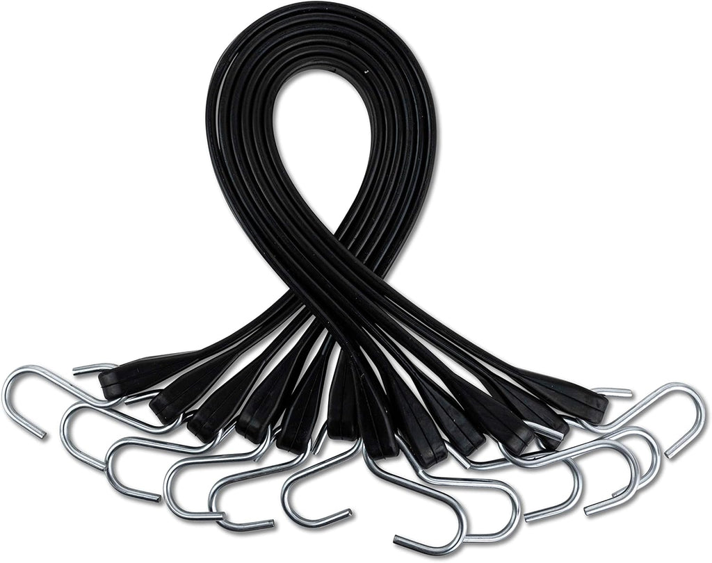 30 Pack Rubber Tarp Straps 31 Long EPDM with Crimped Hooks Bungee Cords O54804