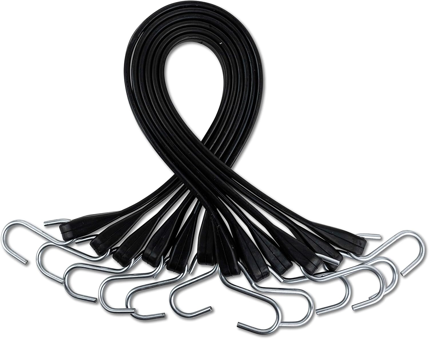 30 Pack Rubber Tarp Straps 31 Long EPDM with Crimped Hooks Bungee Cords O54804