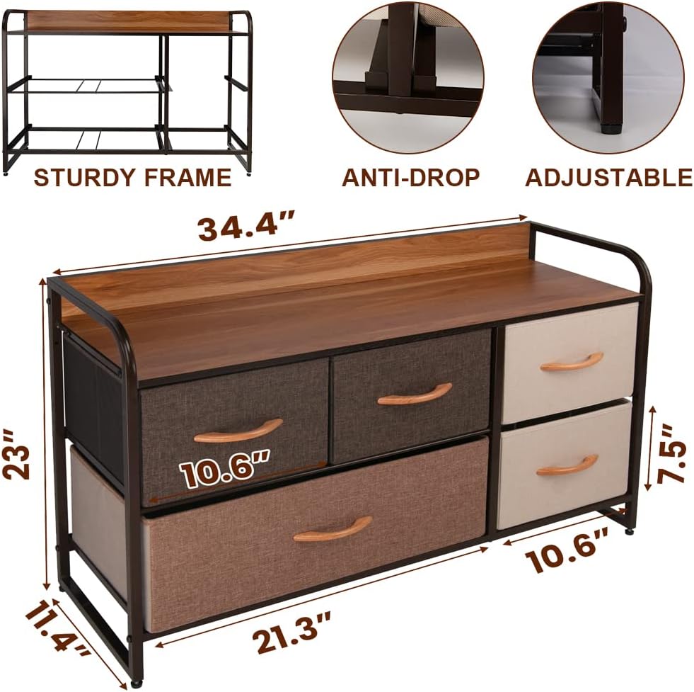 Large Storage Fabric Dresser with 5 Removable Drawers C457225