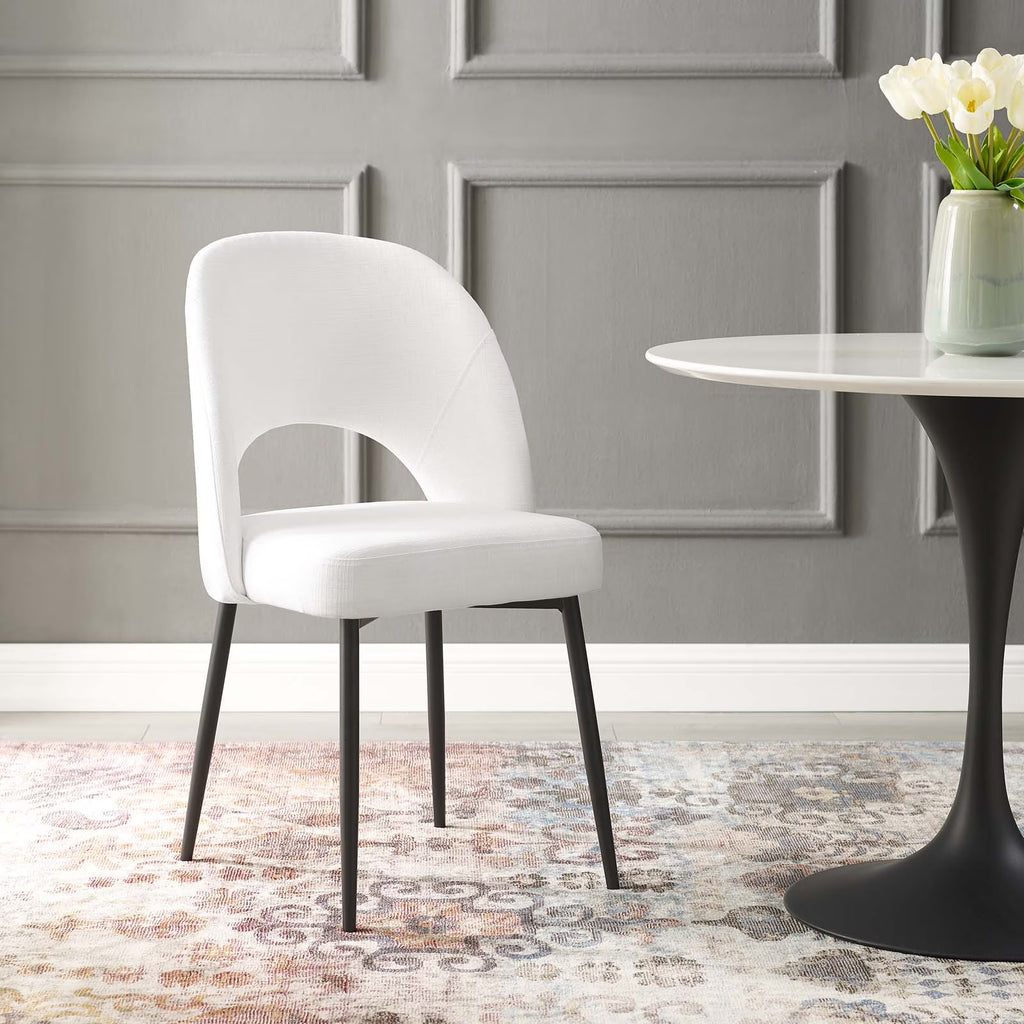Black White Upholstered Fabric Dining Side Chair Q977344