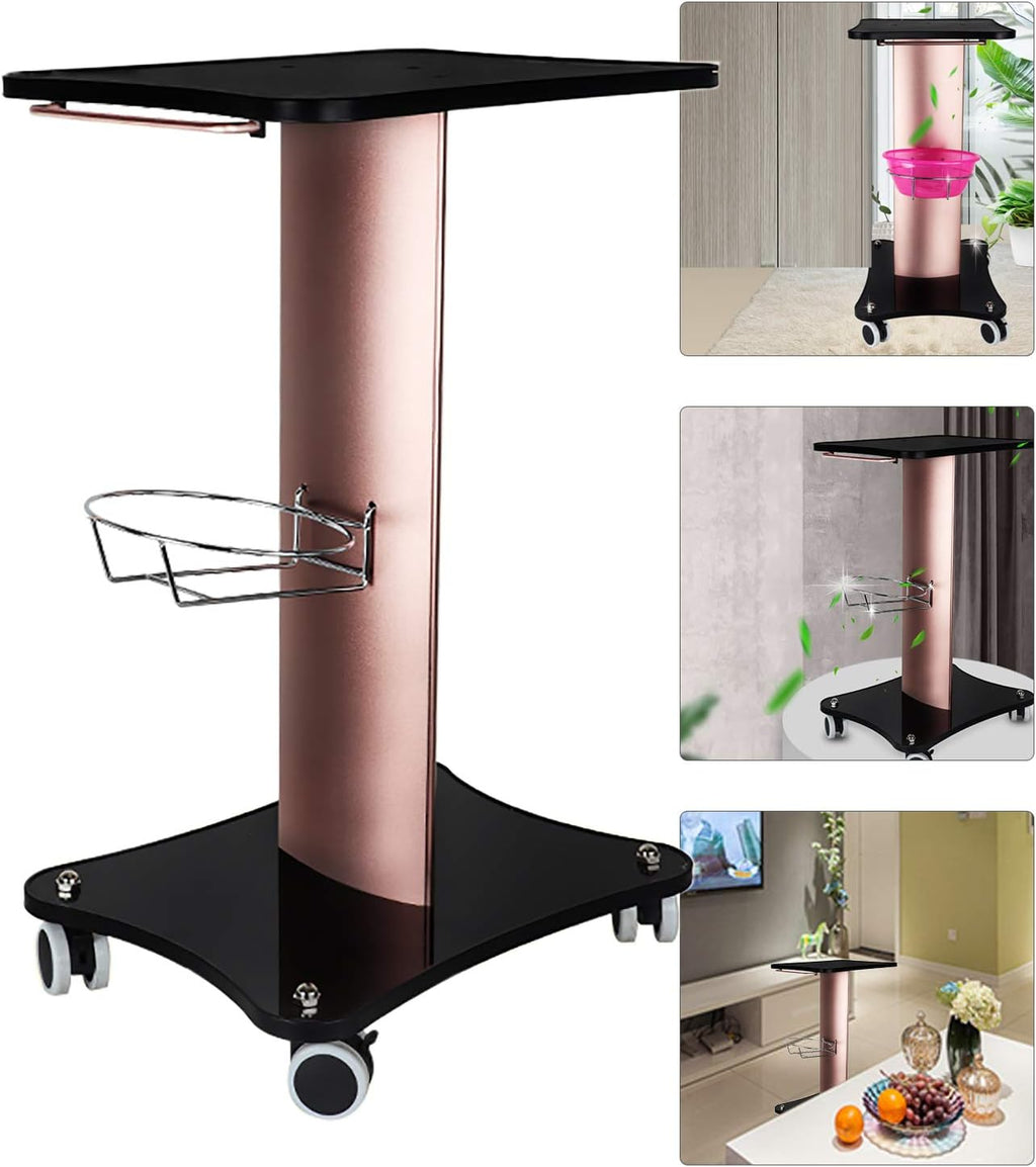 Black Aluminum Alloy Rolling Salon Cart with Stainless Steel Mesh Disk P401361