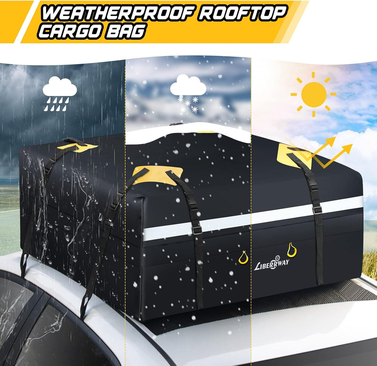 Rooftop Cargo Carrier 15 Cubic Feet Waterproof Roof Rack Cargo Bag with Anti-Slip Mat A670