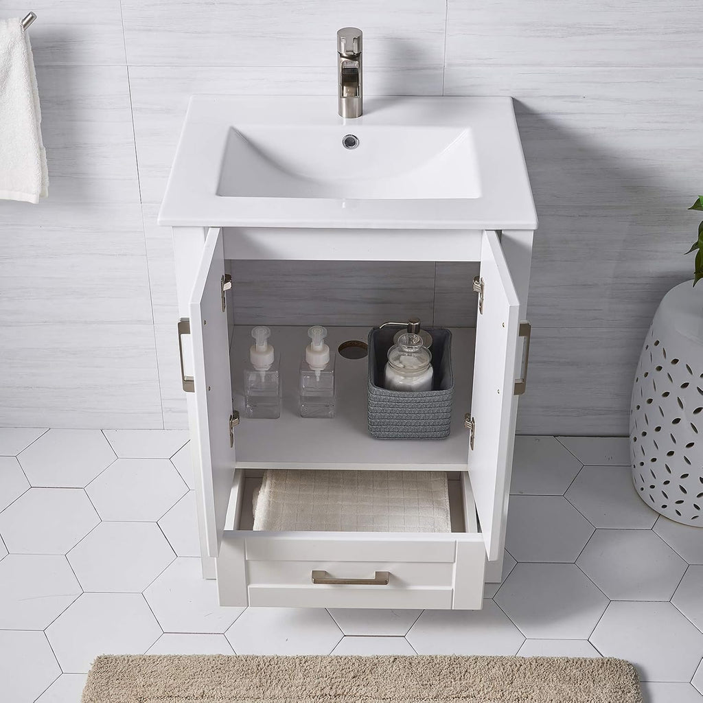 White 24 inch Bathroom Vanity with Sink P5694