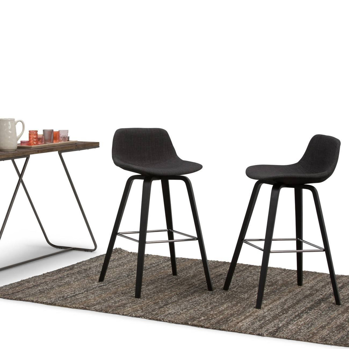Set of 2 Bentwood Counter Height Barstools Charcoal Gray Y923