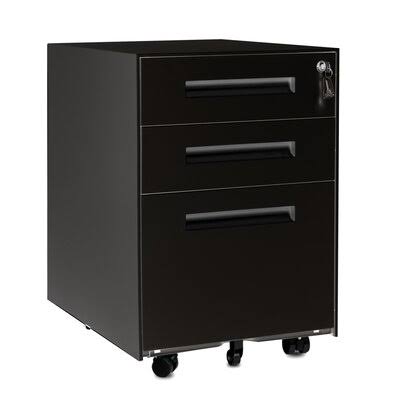 Black 3-Drawer Mobile Vertical Filing Cabinet T210534