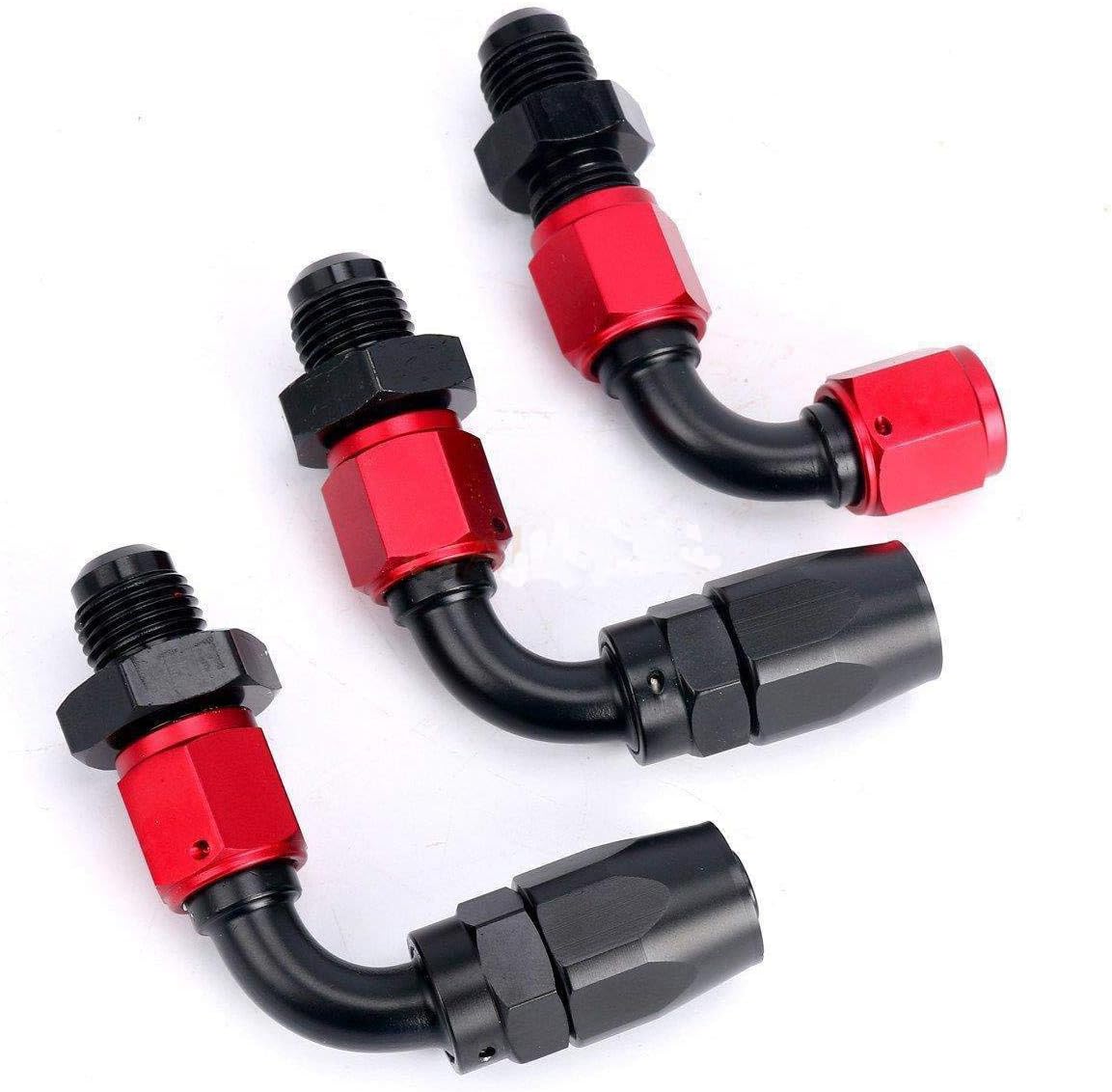 Universal Adjustable Fuel Pressure Regulator Kit with AN6 Hose Fittings 100psi Gauge Black & Red Pack of 2 I13472
