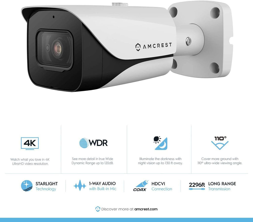 4K Bullet Outdoor Security Camera with 130ft Night Vision S583877