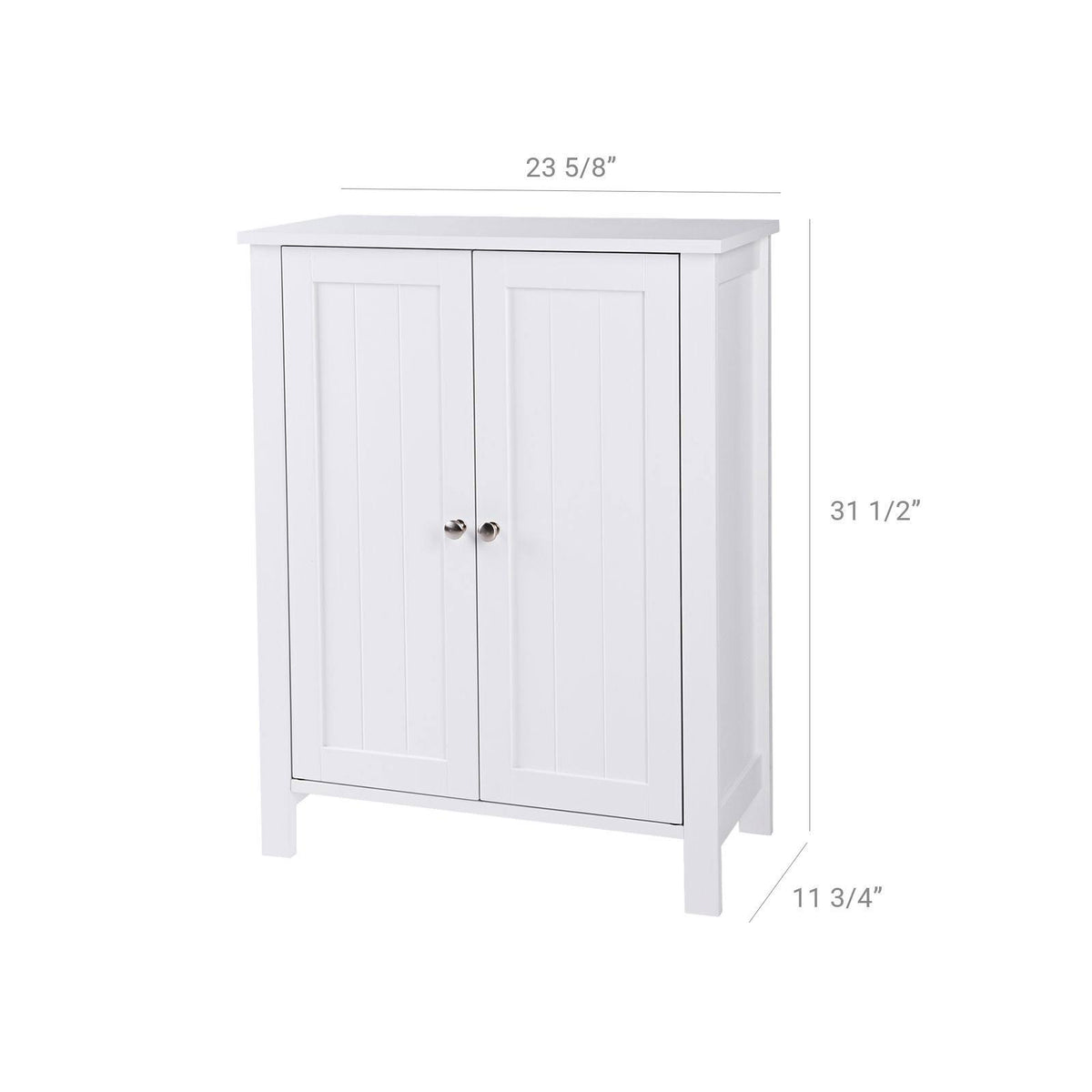 White Double Door Adjustable Shelf Bathroom Floor Storage Cabinet K124