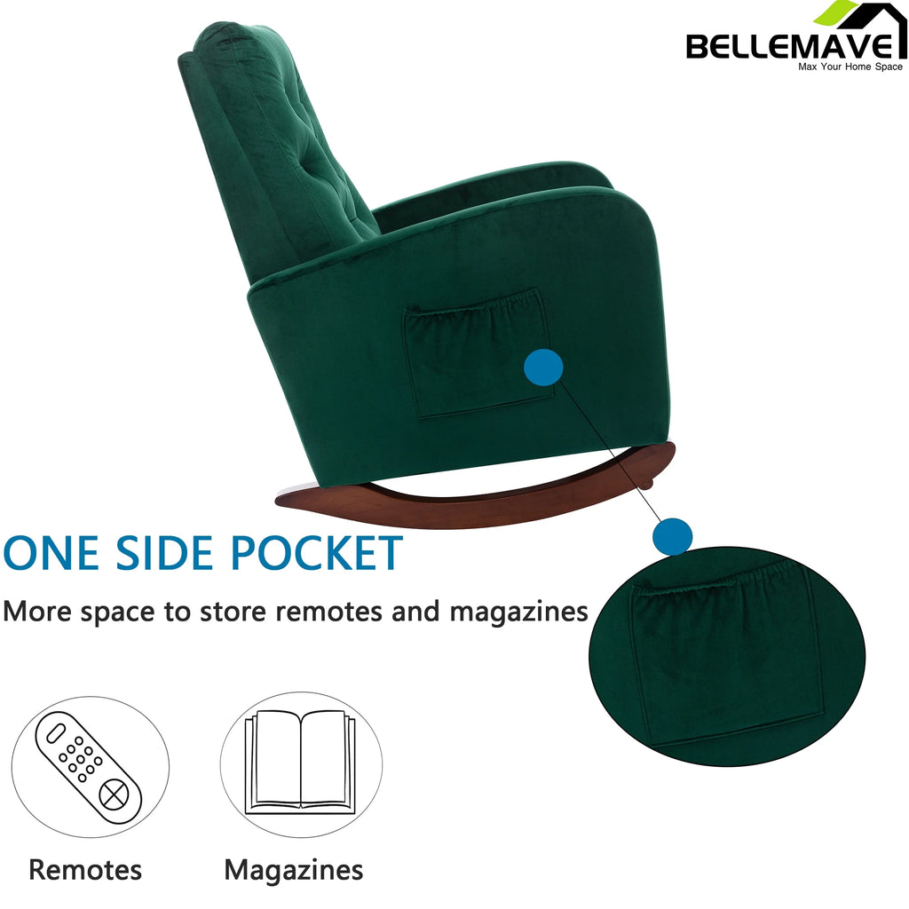 Green Velvet Upholstered Rocking Chair E3043