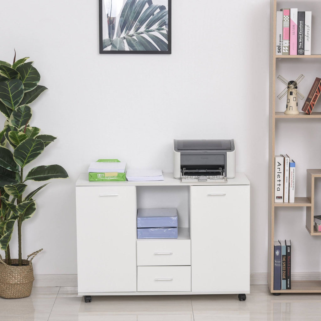 White 2 Drawer Office Filing Cabinet Printer Stand B9288