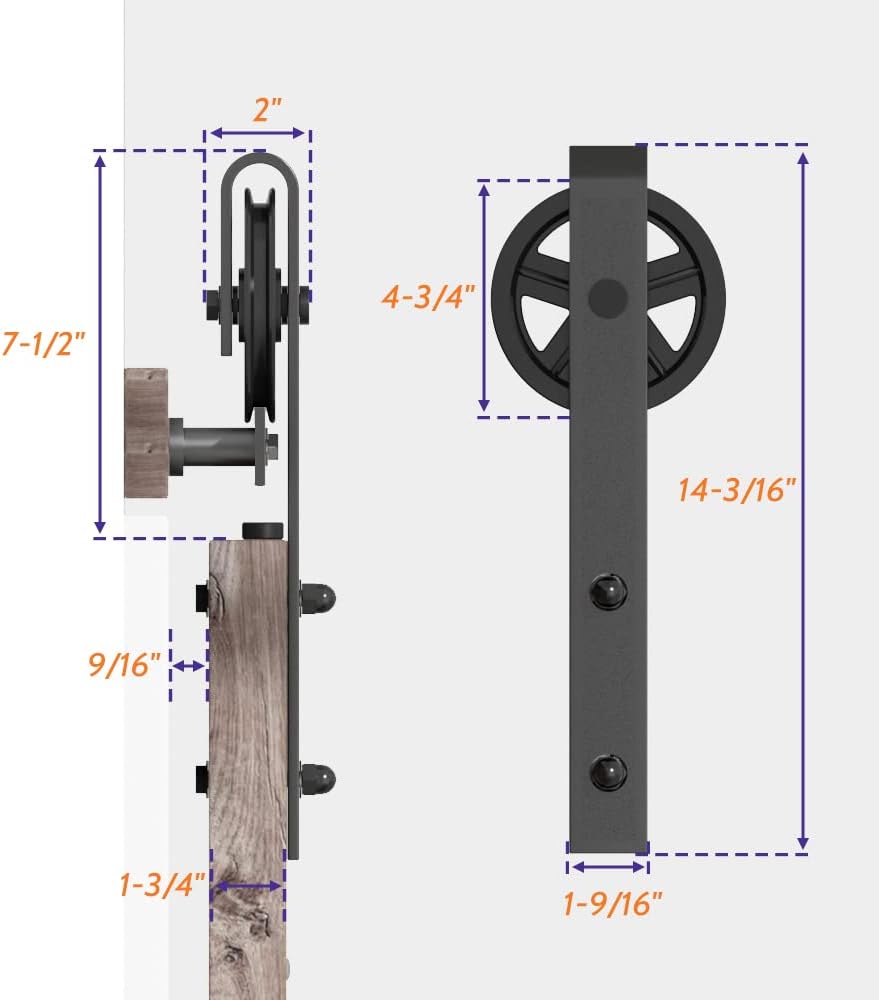 6FT Sliding Barn Door Hardware Track Kit Black Pack of 2 A176090
