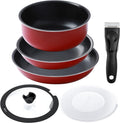 6 Pieces Non-Stick Cookware Set with Removable Handle, White E13968
