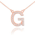 14K Rose Gold Diamond Initial Necklace 18" Q1856