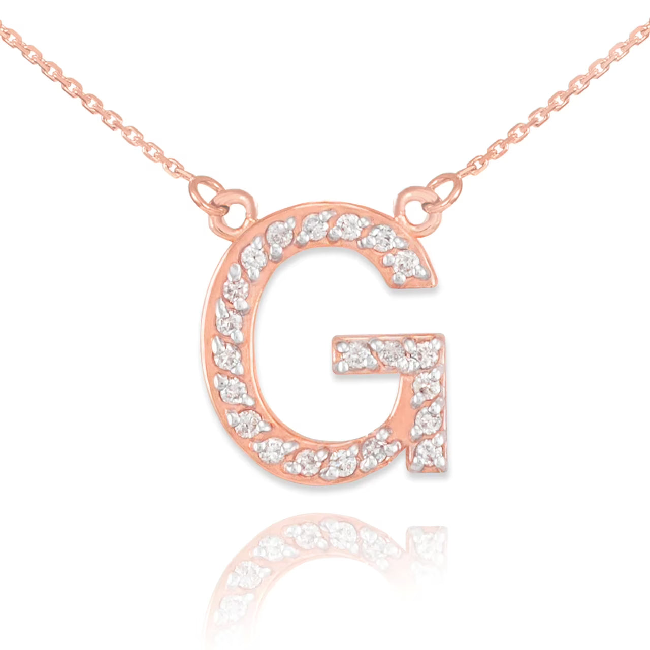 14K Rose Gold Diamond Initial Necklace 18" Q1856