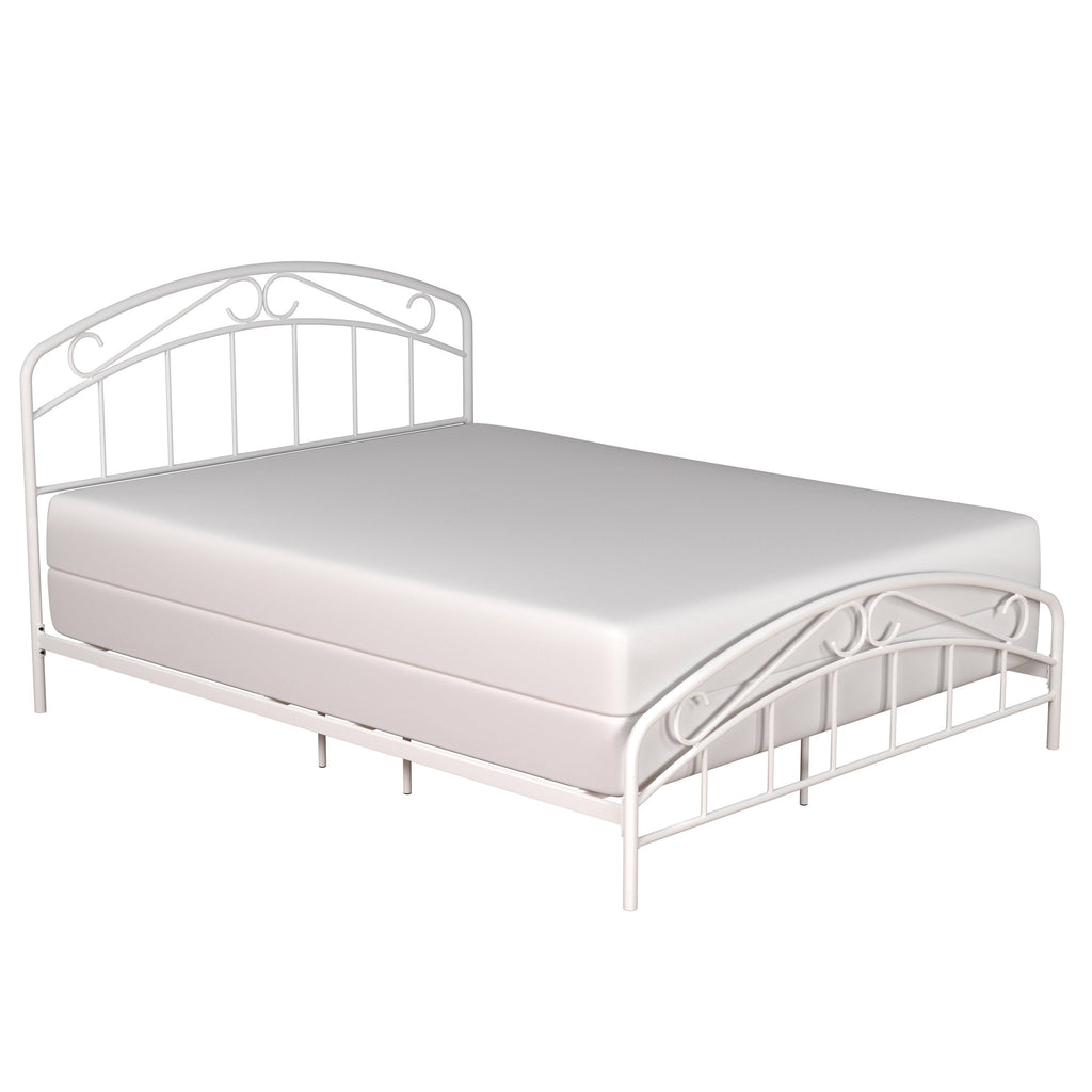 Metal Full Bed with Arched Scroll Textured White C373172