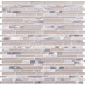 White 12 in. x 12 in. x 4 mm Textured Glass Stone Metal Mesh-Mounted Mosaic Tile (20 Sq. ft. / CASE) N1236