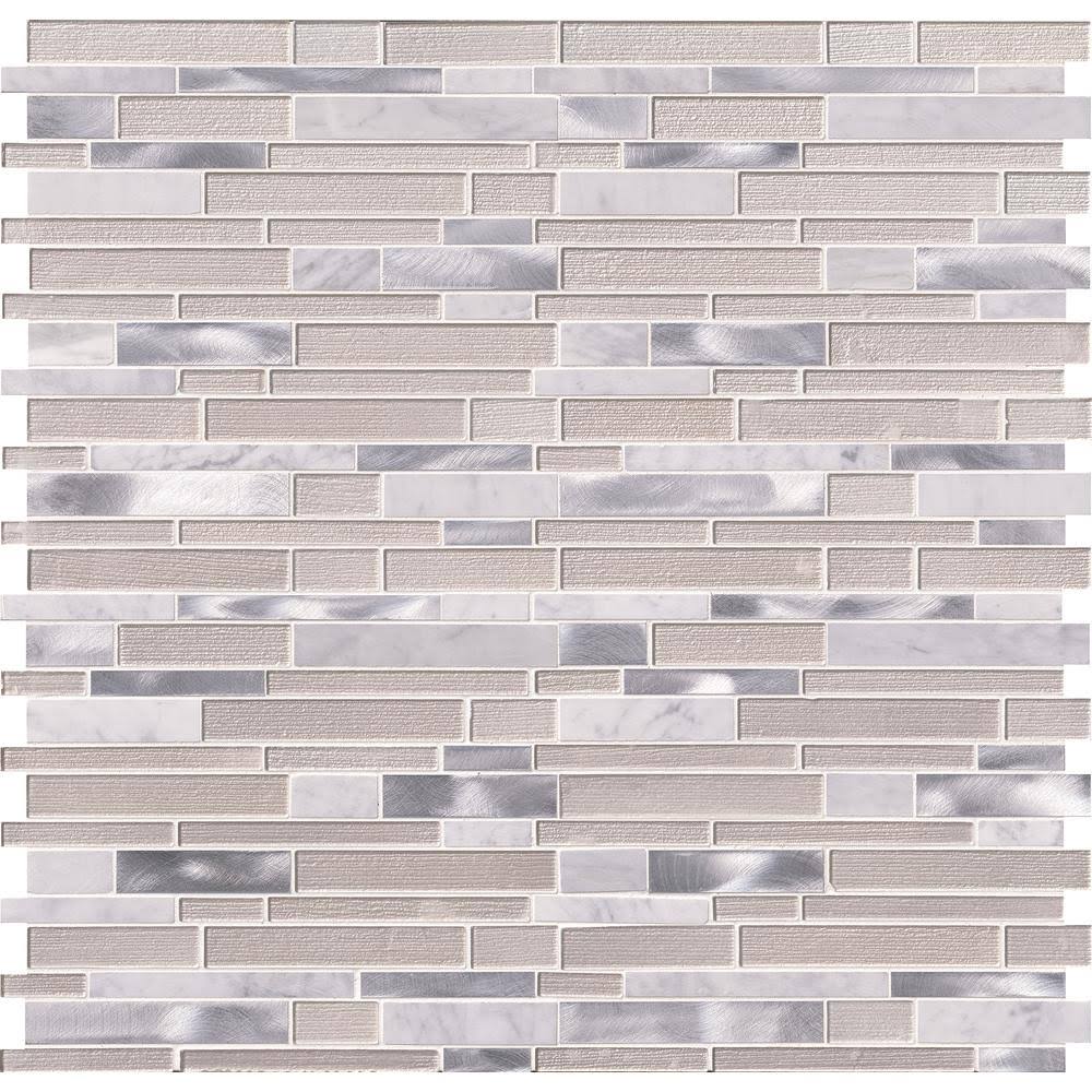White 12 in. x 12 in. x 4 mm Textured Glass Stone Metal Mesh-Mounted Mosaic Tile (20 Sq. ft. / CASE) N1236