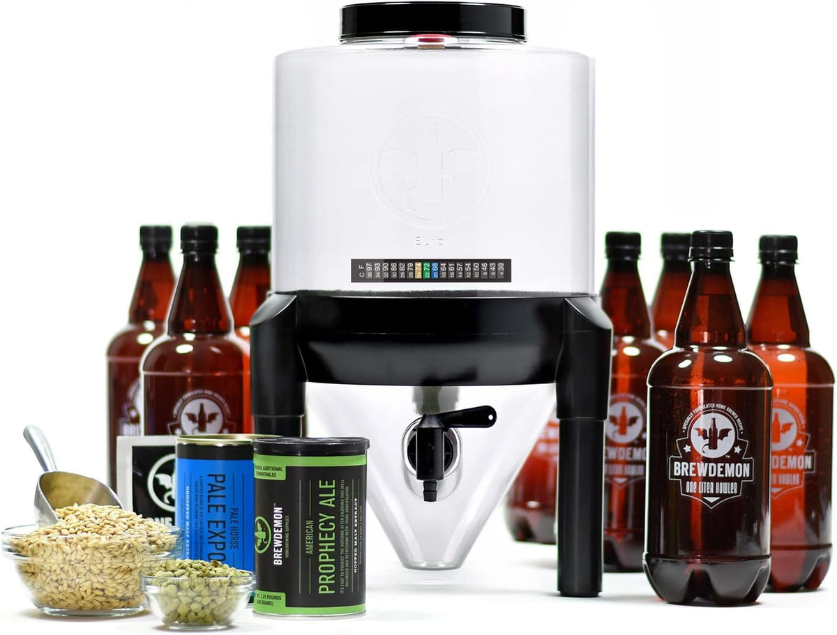 Craft Beer Brewing Kit with Bottles and Conical Fermenter E76606