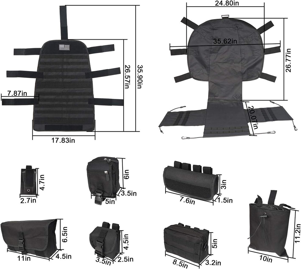 Molle Seat Back Organizer with Multi Pocket Pouch Bag D746610