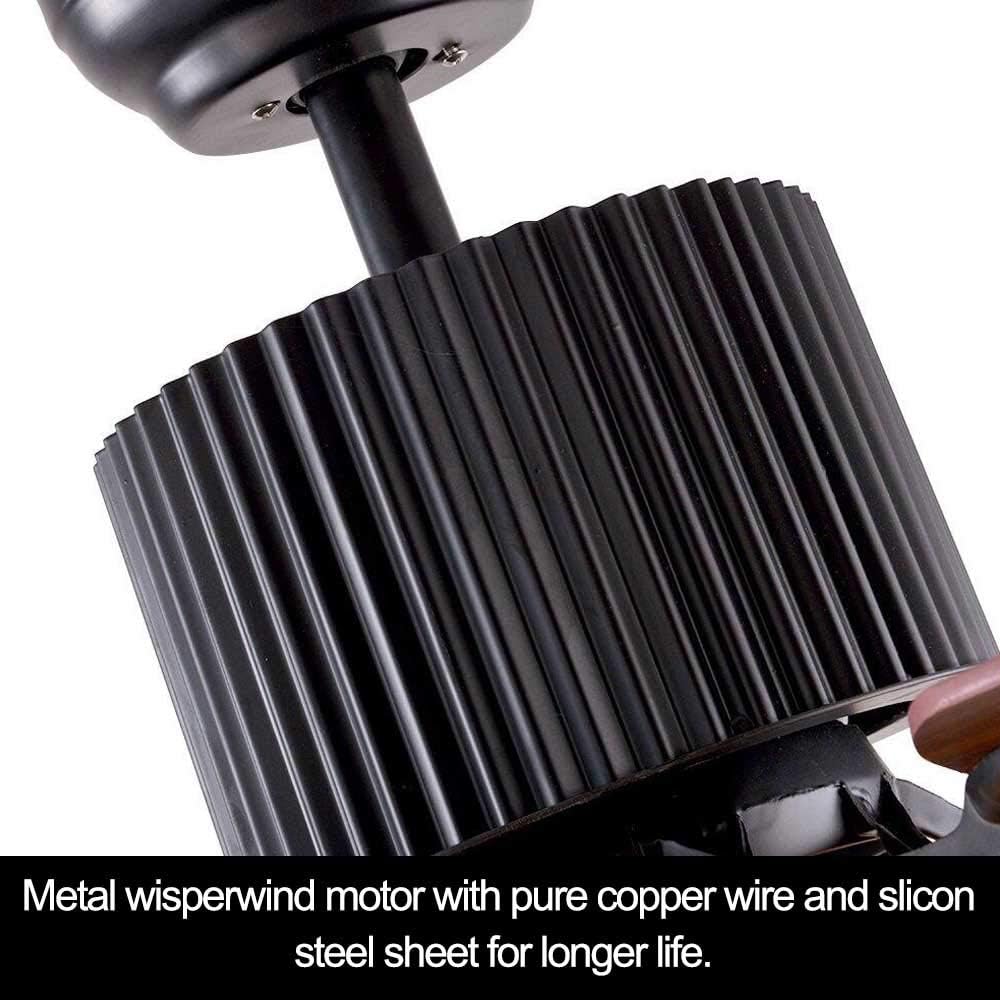 Retro Industrial Ceiling Fan Light with Iron Cage Cover Pull Chain Remote and 5 Reversible Wood Leaves 52Inch I152