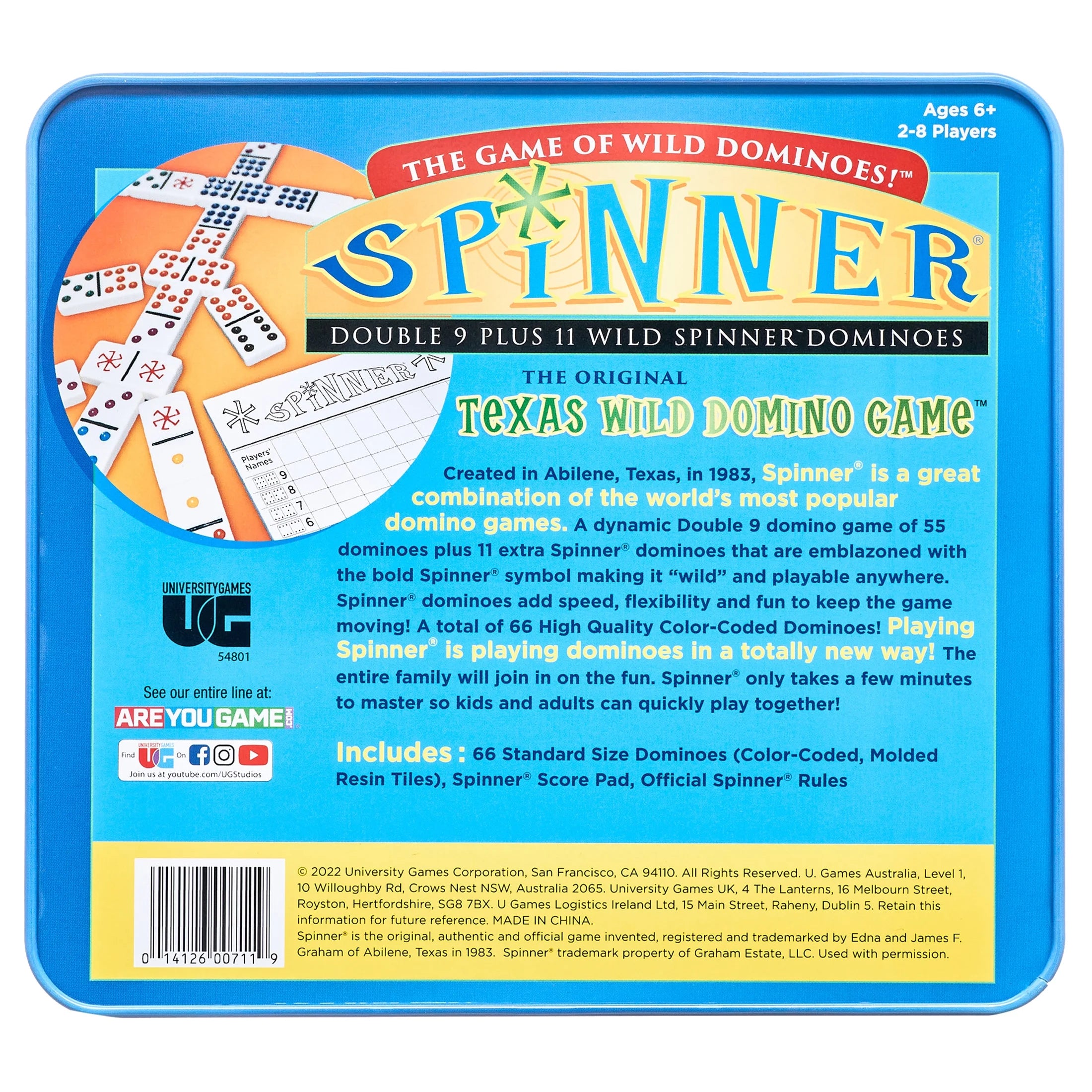 Spinner Game of Wild Dominoes in On-the-go Travel Tin A61762